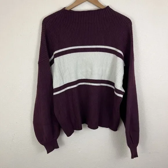 Gilli NWT Brooks Chunky Rib Mock Neck Stripe Box Crop Sweater Plus Size 1X - Picture 4 of 6